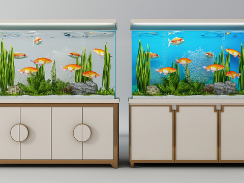 Modern glass fish tank combination