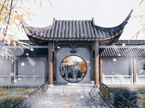 Chinese-style Moon Cave Door Facade