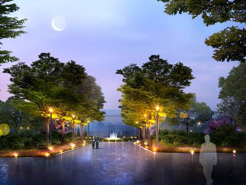 modern park garden night view psd