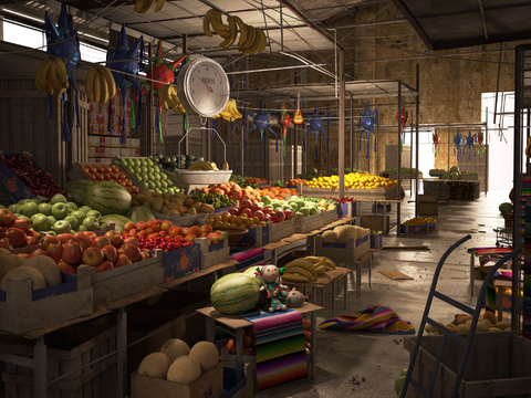 Modern Old Fruit Market Fruit Stall