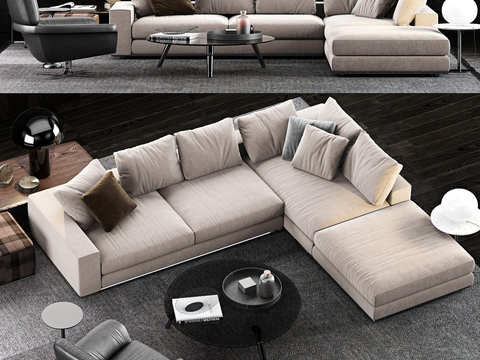 Italian Minotti modern corner sofa combination