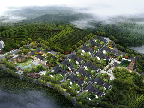 new chinese residential building appearance bird's eye view psd