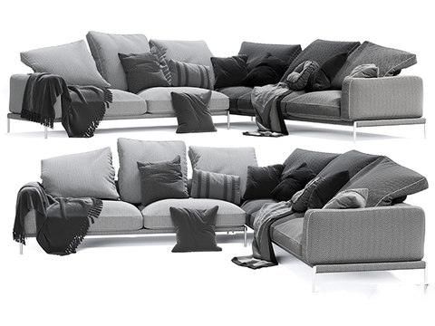 Modern minimalist fabric corner multiplayer sofa for free