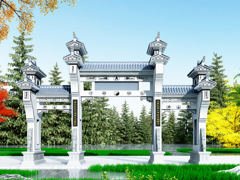 Chinese entrance gate archway free