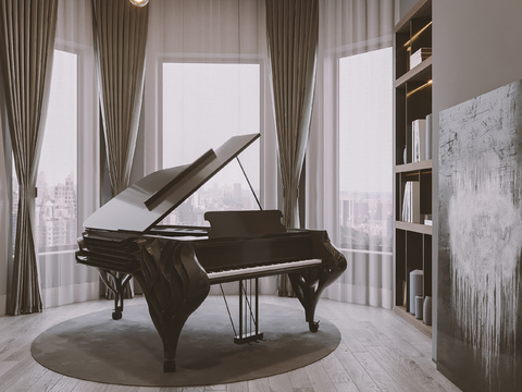 Modern Piano Room Leisure Area