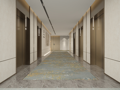 modern hotel elevator hall aisle