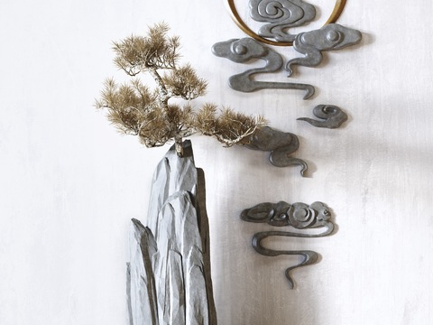 New Chinese Zen Stone Pine and Cypress Xiangyun Wall Decoration