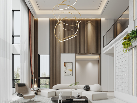 Dao Heng Effect Drawing Design, Villa Living Room, Villa Hollow Free