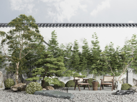 New Chinese Courtyard Green Planting rockery sketch