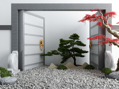 Neo-Chinese Style stone door welcome pine landscape sketch