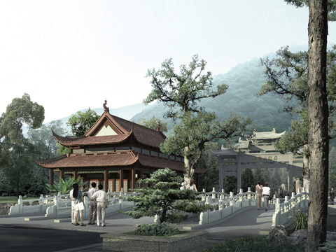 Chinese ancient building appearance psd