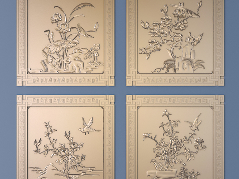 New Chinese Plum, Orchid, Bamboo and Chrysanthemum Relief