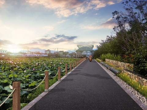 modern lotus wetland landscape psd