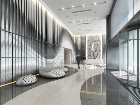 Modern Hotel Front Desk Lobby