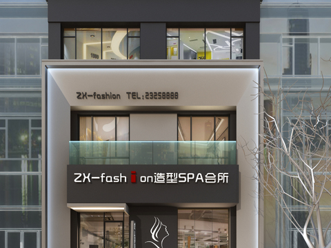 Modern Beauty Salon Club Door Facade