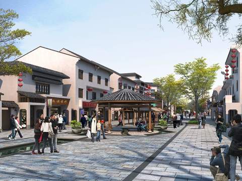 new chinese commercial street landscape psd