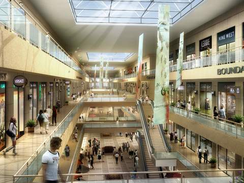 modern shopping mall indoor atrium psd