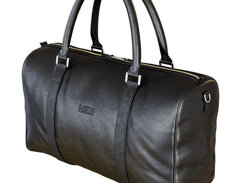 Modern Black Leather Travel Bag