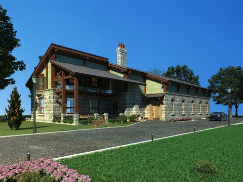 Natural wind pastoral villa exterior