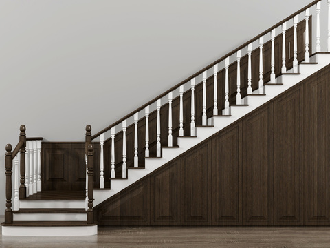 European-style solid wood staircase