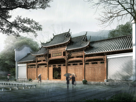 Chinese ancient architecture temple psd