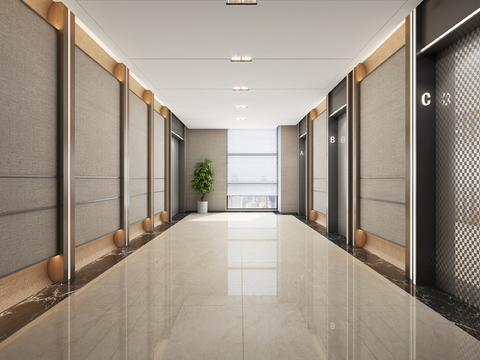 Elevator room of modern office building