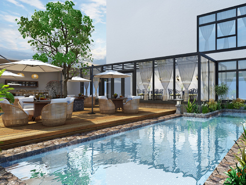 Modern Clubhouse Outdoor Pool