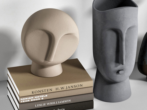 Modern Book Carving Face Sculpting Ornaments Combination