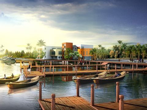 modern river boat park psd