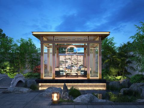 New Chinese Pavilion Courtyard Garden