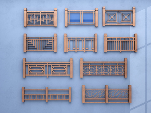 New Chinese-style Solid Wood Railing Guardrail