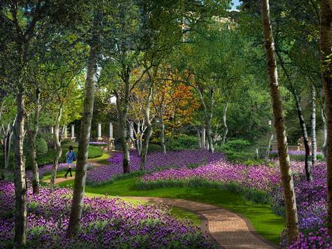 modern cherry grass flower park landscape psd