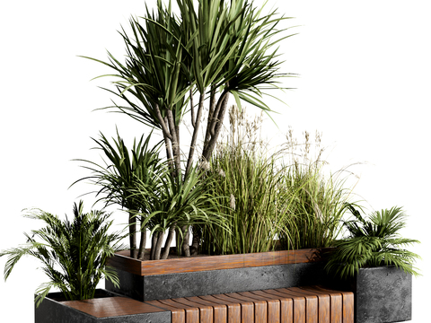 Modern outdoor seat flowerbed bonsai