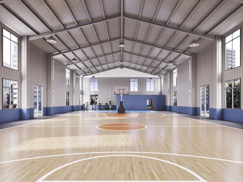 Modern indoor basketball court