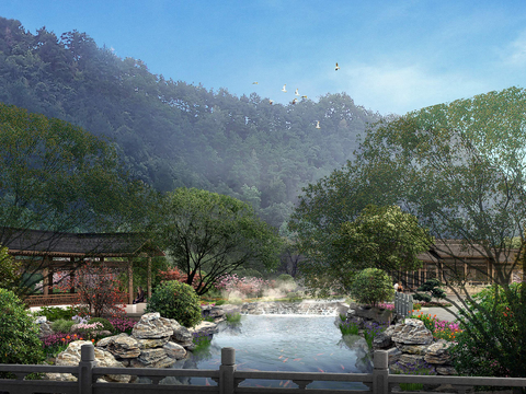 chinese park landscape psd