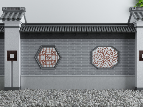 New Chinese-style courtyard window wall