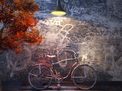 Modern Retro Bicycle Maple Street Light Combination