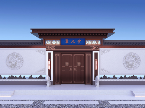 Chinese villa gate courtyard gate free