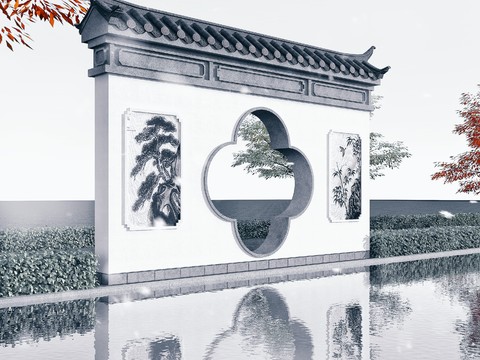 Chinese-style Moon Cave Garden Landscape Wall