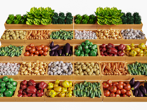 Vegetables, fruits and vegetables, tomatoes, carrots, eggplant, potatoes, vegetable and fruit rack