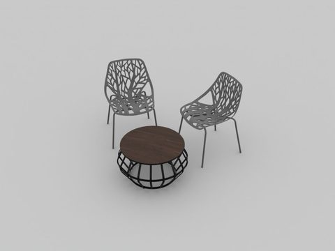 Nordic minimalist creative stainless steel solid wood art leisure tables and chairs free