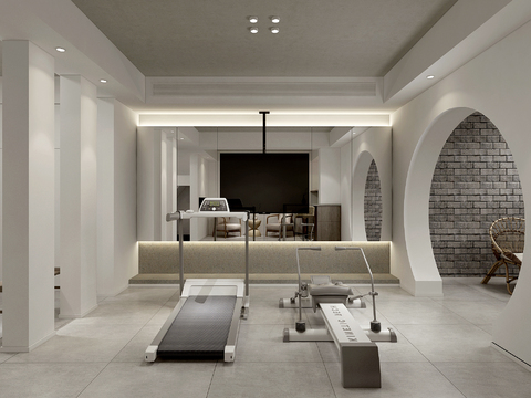 Modern Basement Lounge Laundry Room