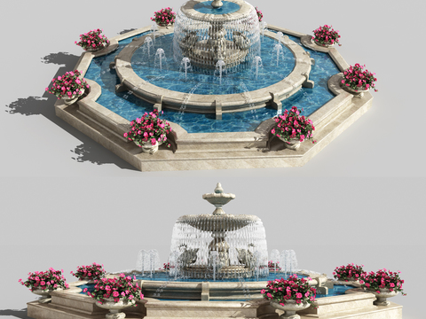 European-style fountain water feature