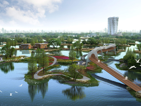 modern wetland bridge landscape psd