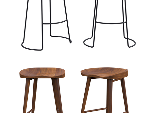 Nordic Solid Wood Bar Chair
