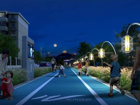 chinese road bridge night scene psd