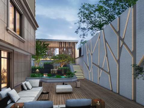 modern courtyard garden landscape psd