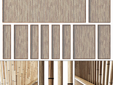 Natural wind bamboo screen partition