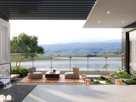 Modern Villa Roof Garden Courtyard