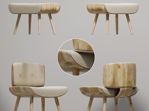 Nordic Solid Wood Stool